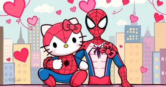 hello kitty and spiderman